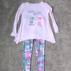 Justice size 7 top leggings puppy set
